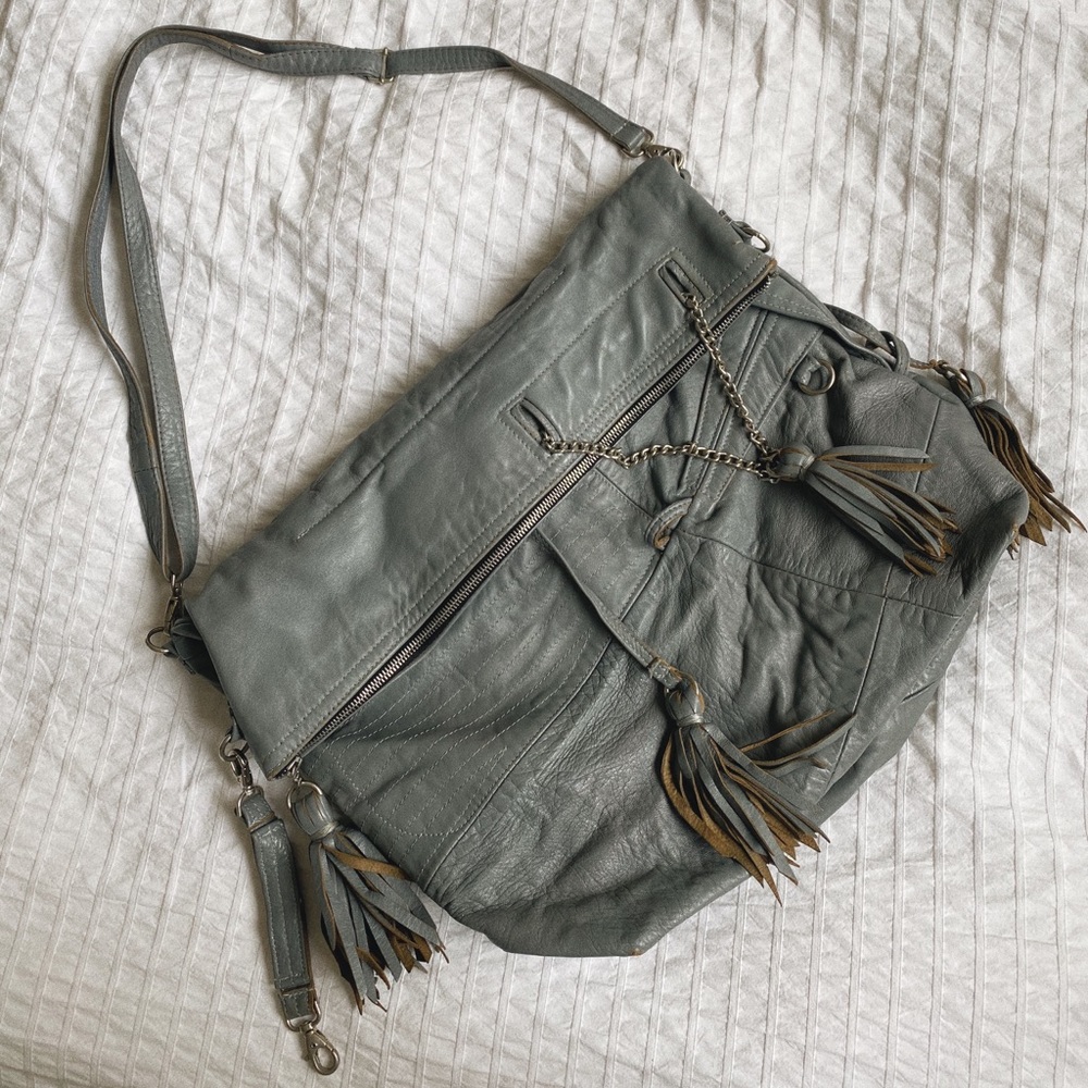 Edward de Lacy blue leather messenger bag